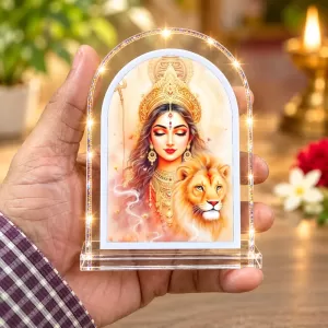 Durga Maa L Shape Acrylic Showpiece 3 X 3.5 Inch For Home, Office And Car (F176755)