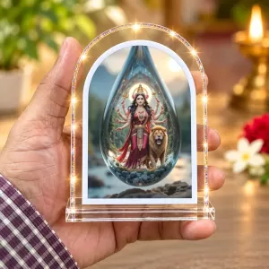 Durga Maa L Shape Acrylic Showpiece 3 X 3.5 Inch For Home, Office And Car (F176774)