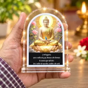 Buddha L Shape Acrylic Showpiece 3 X 3.5 Inch For Home, Office And Car (F176777)