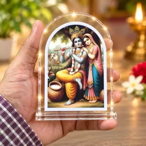 Radha Krishna L Shape Acrylic Showpiece 3 X 3.5 Inch For Home, Office And Car (F176800)