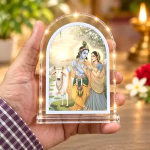 Radha Krishna L Shape Acrylic Showpiece 3 X 3.5 Inch For Home, Office And Car (F176807)