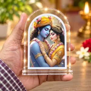 Radha Krishna L Shape Acrylic Showpiece 3 X 3.5 Inch For Home, Office And Car (F176837)