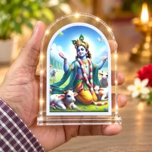 Lord Krishna L Shape Acrylic Showpiece 3 X 3.5 Inch For Home, Office And Car (F176841)