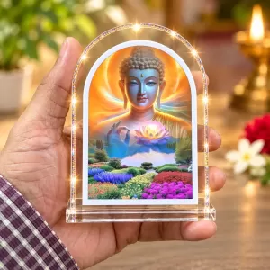 Buddha L Shape Acrylic Showpiece 3 X 3.5 Inch For Home, Office And Car (F176879)