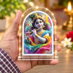 Lord Krishna L Shape Acrylic Showpiece 3 X 3.5 Inch For Home, Office And Car (F176885)
