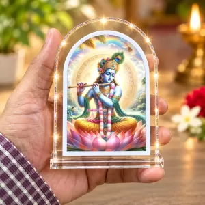 Lord Krishna L Shape Acrylic Showpiece 3 X 3.5 Inch For Home, Office And Car (F176919) Lord Krishna L Shape Acrylic Showpiece 3 X 3.5 Inch For Home, Office And Car (F176919)