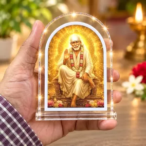 Shirdi Sai Baba L Shape Acrylic Showpiece 3 X 3.5 Inch For Home, Office And Car (F176935)