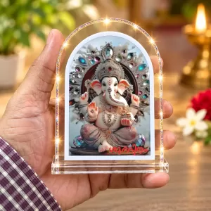 Lord Ganesha L Shape Acrylic Showpiece 3 X 3.5 Inch For Home, Office And Car (F176956)