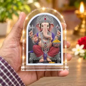 Lord Ganesha L Shape Acrylic Showpiece 3 X 3.5 Inch For Home, Office And Car (F176971)