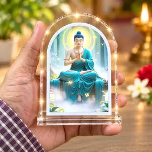 Buddha L Shape Acrylic Showpiece 3 X 3.5 Inch For Home, Office And Car (F176976)