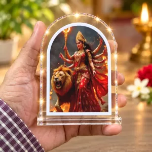 Durga Maa L Shape Acrylic Showpiece 3 X 3.5 Inch For Home, Office And Car (F176988)