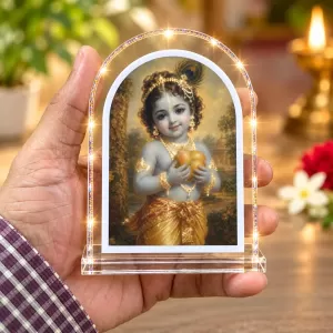 Lord Krishna L Shape Acrylic Showpiece 3 X 3.5 Inch For Home, Office And Car (F177052)