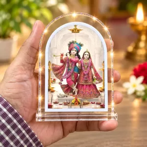 Radha Krishna L Shape Acrylic Showpiece 3 X 3.5 Inch For Home, Office And Car (F177074)