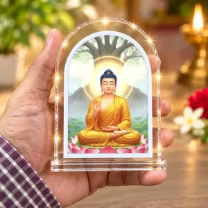 Buddha L Shape Acrylic Showpiece 3 X 3.5 Inch For Home, Office And Car (F177081)