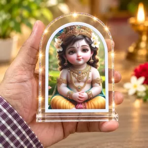 Lord Krishna L Shape Acrylic Showpiece 3 X 3.5 Inch For Home, Office And Car (F177094)