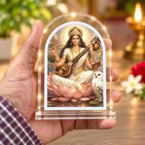Goddess Saraswati L Shape Acrylic Showpiece 3 X 3.5 Inch For Home, Office And Car (F177108) Goddess Saraswati L Shape Acrylic Showpiece 3 X 3.5 Inch For Home, Office And Car (F177108)
