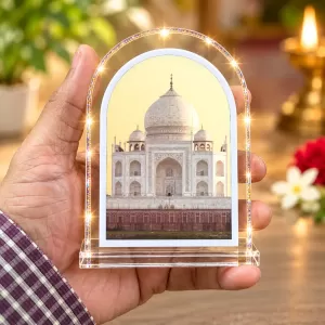 Taj Mahal L Shape Acrylic Showpiece 3 X 3.5 Inch For Home, Office And Car (F177127) Taj Mahal L Shape Acrylic Showpiece 3 X 3.5 Inch For Home, Office And Car (F177127)