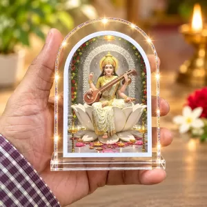 Goddess Saraswati L Shape Acrylic Showpiece 3 X 3.5 Inch For Home, Office And Car (F177140) Goddess Saraswati L Shape Acrylic Showpiece 3 X 3.5 Inch For Home, Office And Car (F177140)