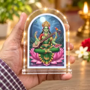Goddess Saraswati L Shape Acrylic Showpiece 3 X 3.5 Inch For Home, Office And Car (F177165)