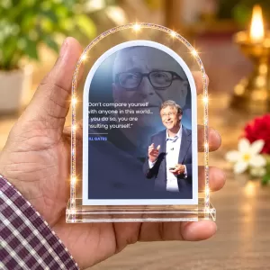 Bill Gates L Shape Acrylic Showpiece 3 X 3.5 Inch For Home, Office And Car (F177174)