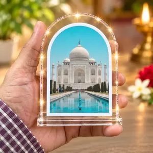 Taj Mahal L Shape Acrylic Showpiece 3 X 3.5 Inch For Home, Office And Car (F177178) Taj Mahal L Shape Acrylic Showpiece 3 X 3.5 Inch For Home, Office And Car (F177178)