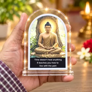 Buddha L Shape Acrylic Showpiece 3 X 3.5 Inch For Home, Office And Car (F177199)