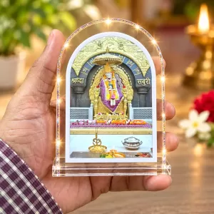 Shirdi Sai Baba L Shape Acrylic Showpiece 3 X 3.5 Inch For Home, Office And Car (F177208)