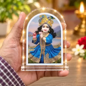 Lord Krishna L Shape Acrylic Showpiece 3 X 3.5 Inch For Home, Office And Car (F177214)