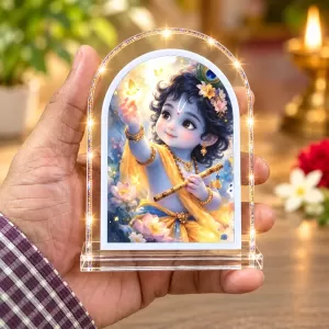 Lord Krishna L Shape Acrylic Showpiece 3 X 3.5 Inch For Home, Office And Car (F177232)