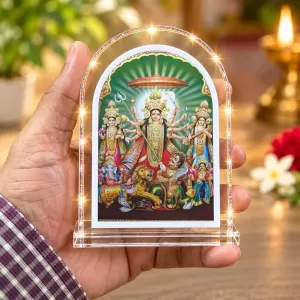 Durga Maa L Shape Acrylic Showpiece 3 X 3.5 Inch For Home, Office And Car (F177438)