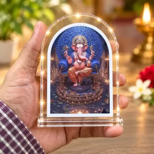 Lord Ganesha L Shape Acrylic Showpiece 3 X 3.5 Inch For Home, Office And Car (F177443)