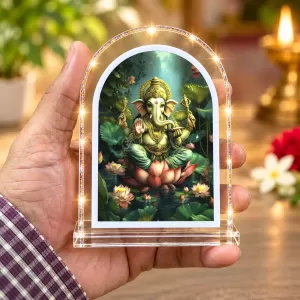 Lord Ganesha L Shape Acrylic Showpiece 3 X 3.5 Inch For Home, Office And Car (F177446)