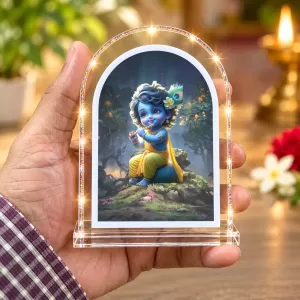 Lord Krishna L Shape Acrylic Showpiece 3 X 3.5 Inch For Home, Office And Car (F177456)