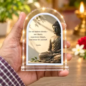 Buddha L Shape Acrylic Showpiece 3 X 3.5 Inch For Home, Office And Car (F177465)