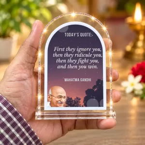 Mahatma Gandhi L Shape Acrylic Showpiece 3 X 3.5 Inch For Home, Office And Car (F177469)