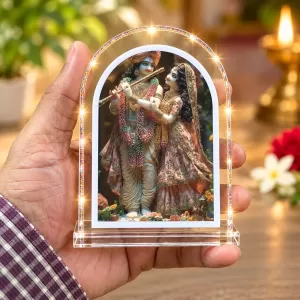 Radha Krishna L Shape Acrylic Showpiece 3 X 3.5 Inch For Home, Office And Car (F177480)