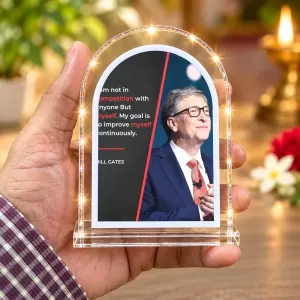 Bill Gates L Shape Acrylic Showpiece 3 X 3.5 Inch For Home, Office And Car (F177499)