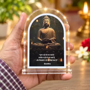 Buddha L Shape Acrylic Showpiece 3 X 3.5 Inch For Home, Office And Car (F177508)