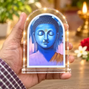 Buddha L Shape Acrylic Showpiece 3 X 3.5 Inch For Home, Office And Car (F177578)