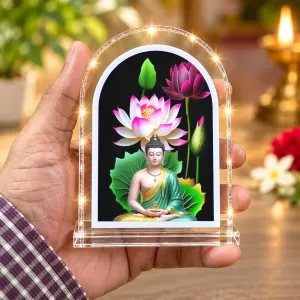 Buddha L Shape Acrylic Showpiece 3 X 3.5 Inch For Home, Office And Car (F177590)