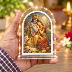 Radha Krishna L Shape Acrylic Showpiece 3 X 3.5 Inch For Home, Office And Car (F177600)