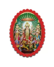 Durga Wall Decorative Showpiece 6 X 8 Inch | 4 MM MDF Wooden Glossy Sublimation Print | Back Hook Wall Hanging | Home Temple & Living Room Decor (F56950)