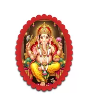 Ganesha Wall Decorative Showpiece 6 X 8 Inch | 4 MM MDF Wooden Glossy Sublimation Print | Back Hook Wall Hanging | Home Temple & Living Room Decor (F56951)