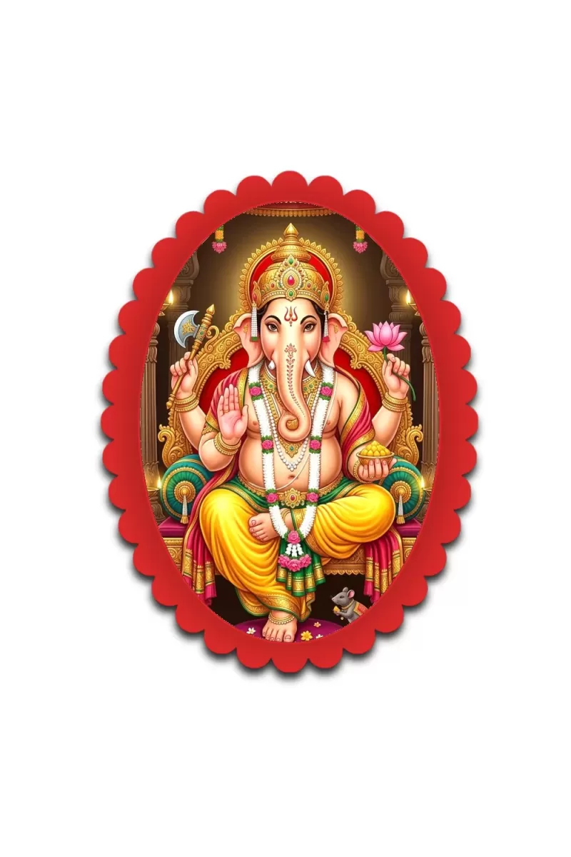 Ganesha Wall Decorative Showpiece 6 X 8 Inch | 4 MM MDF Wooden Glossy Sublimation Print | Back Hook Wall Hanging | Home Temple & Living Room Decor (F56951)