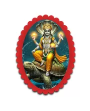 Vishnu Wall Decorative Showpiece 6 X 8 Inch | 4 MM MDF Wooden Glossy Sublimation Print | Back Hook Wall Hanging | Home Temple & Living Room Decor (F56954)