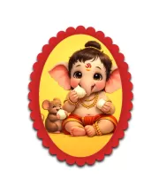 Ganesha Wall Decorative Showpiece 6 X 8 Inch | 4 MM MDF Wooden Glossy Sublimation Print | Back Hook Wall Hanging | Home Temple & Living Room Decor (F56957)