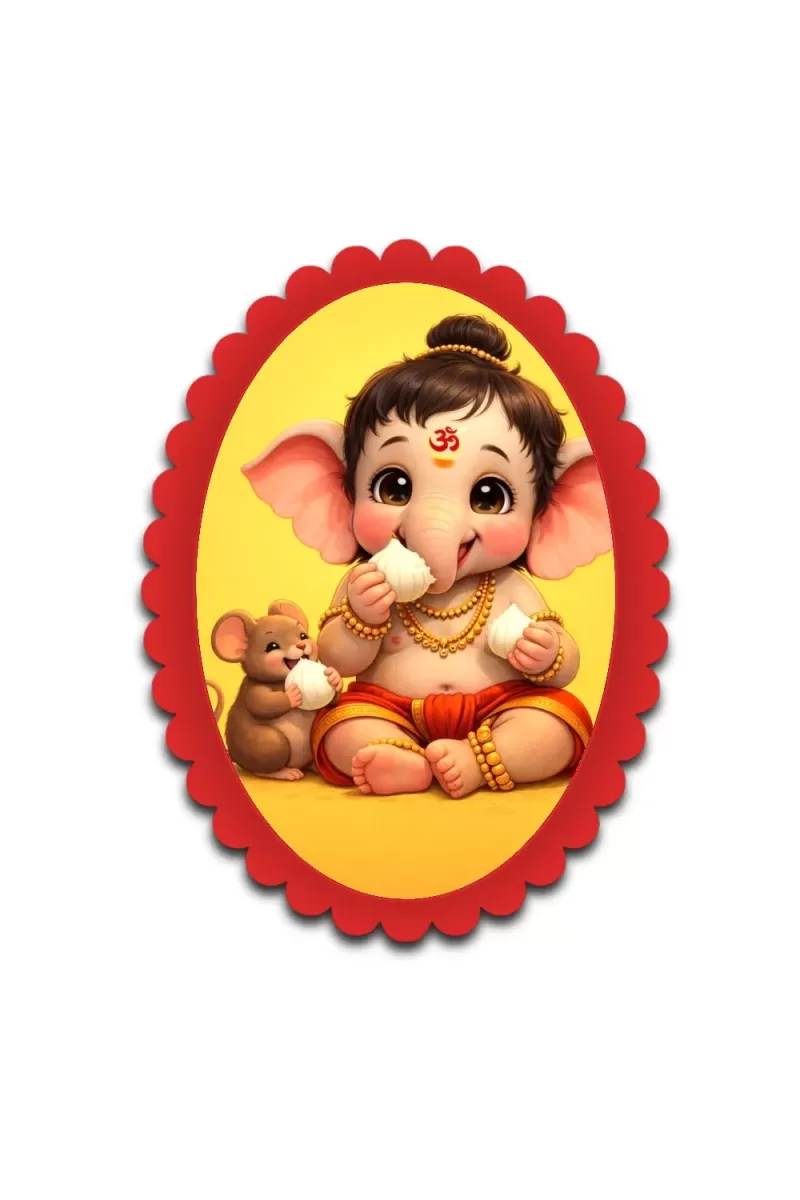 Ganesha Wall Decorative Showpiece 6 X 8 Inch | 4 MM MDF Wooden Glossy Sublimation Print | Back Hook Wall Hanging | Home Temple & Living Room Decor (F56957)