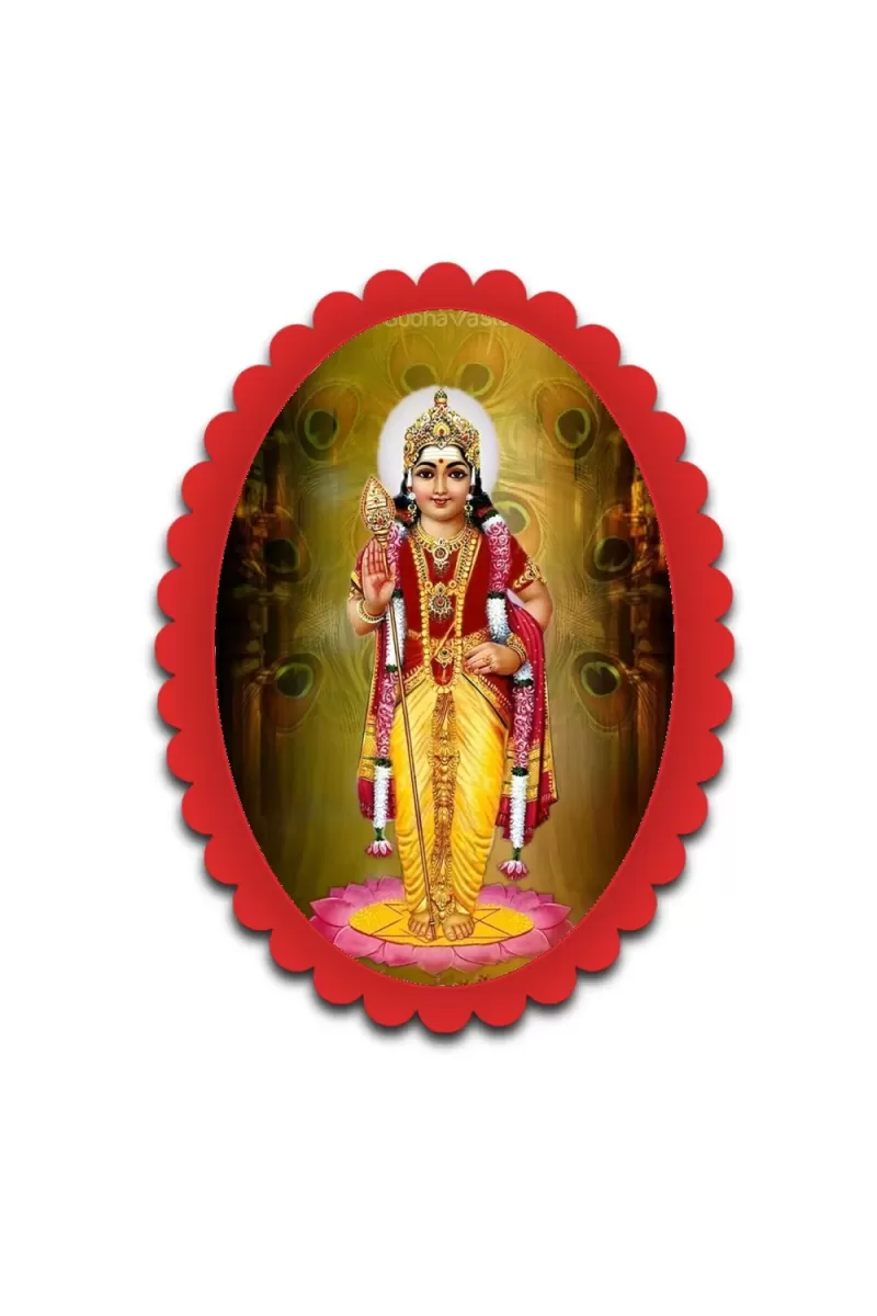 Murugan Wall Decorative Showpiece 6 X 8 Inch | 4 MM MDF Wooden Glossy Sublimation Print | Back Hook Wall Hanging | Home Temple & Living Room Decor (F56960)