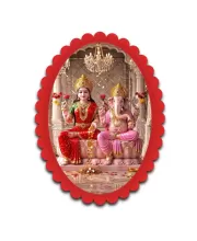 Lakshmi And Ganesha Wall Decorative Showpiece 6 X 8 Inch | 4 MM MDF Wooden Glossy Sublimation Print | Back Hook Wall Hanging | Home Temple & Living Room Decor (F56973)