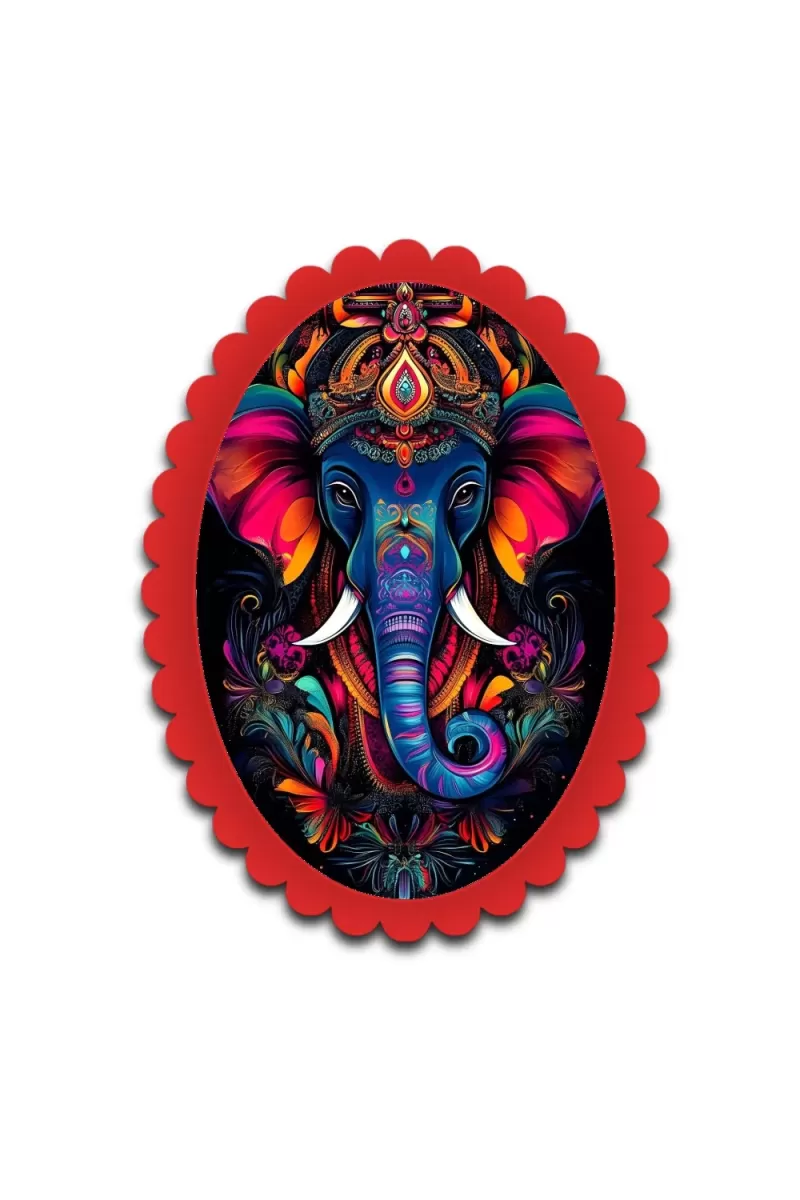 Ganesha Wall Decorative Showpiece 6 X 8 Inch | 4 MM MDF Wooden Glossy Sublimation Print | Back Hook Wall Hanging | Home Temple & Living Room Decor (F56976)